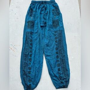 Women's Nepal Pants Multicolor Harem‎ OS Wide Baggy Parachute MC Hammer Pocket
